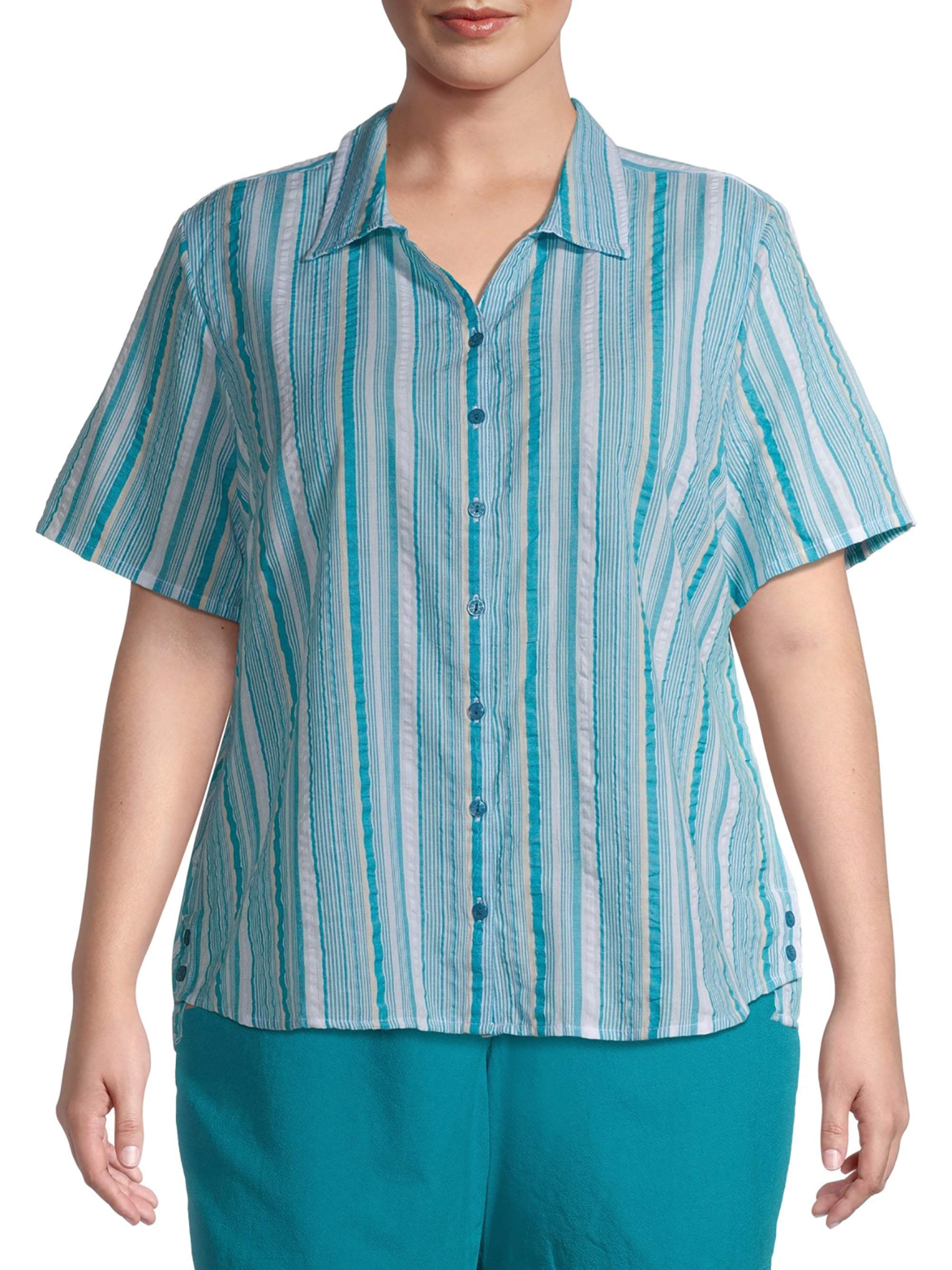 Erika Erika Women S Plus Size Hayden Short Sleeve Button Down Shirt