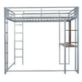 thumbnail image 6 of Tcbosik Full Size Loft Bed Frame with 2 Shelves and 1 Desk, Guardrail and Ladder for Dorm Bedroom Boys Girls, No Box Spring Needed, Silver, 6 of 9