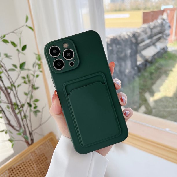 Funda de silicona líquida para iPhone 14 13 12 11 Pro Max XS XR X 8 Plus 13Pro iPhone13 iPhone11 iPhone14 con ranura para tarjeta Tan Jianjun unisex