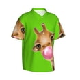 thumbnail image 2 of Balery Funny Giraffe Blowing Bubble Print Men's Hawaiian Shirts Short Sleeve Beach Shirt Relaxed Fit Vacation Button Down Shirts-Large, 2 of 9
