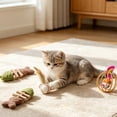 thumbnail image 7 of FEOLGEHLY Catnip Toy Set for Indoor Cats Silvervine Cat Toy Cat Teething Toy Cat Chew Toy Multi-Shape Fish Ball Mouse Feather Boredom Relief (Brown E), 7 of 7
