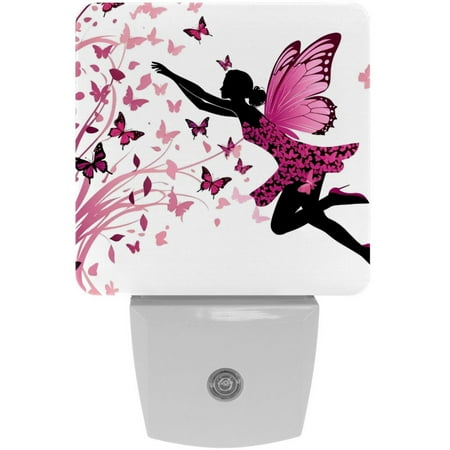 

LED Night Lights Plug into Wall 2-Pack 0.5W Plug in Night Light Dusk to Dawn White Bright Nightlight for Bedroom Bathroom Hallway Kitchen Girl Pansy Vintage Art Fairy Tale