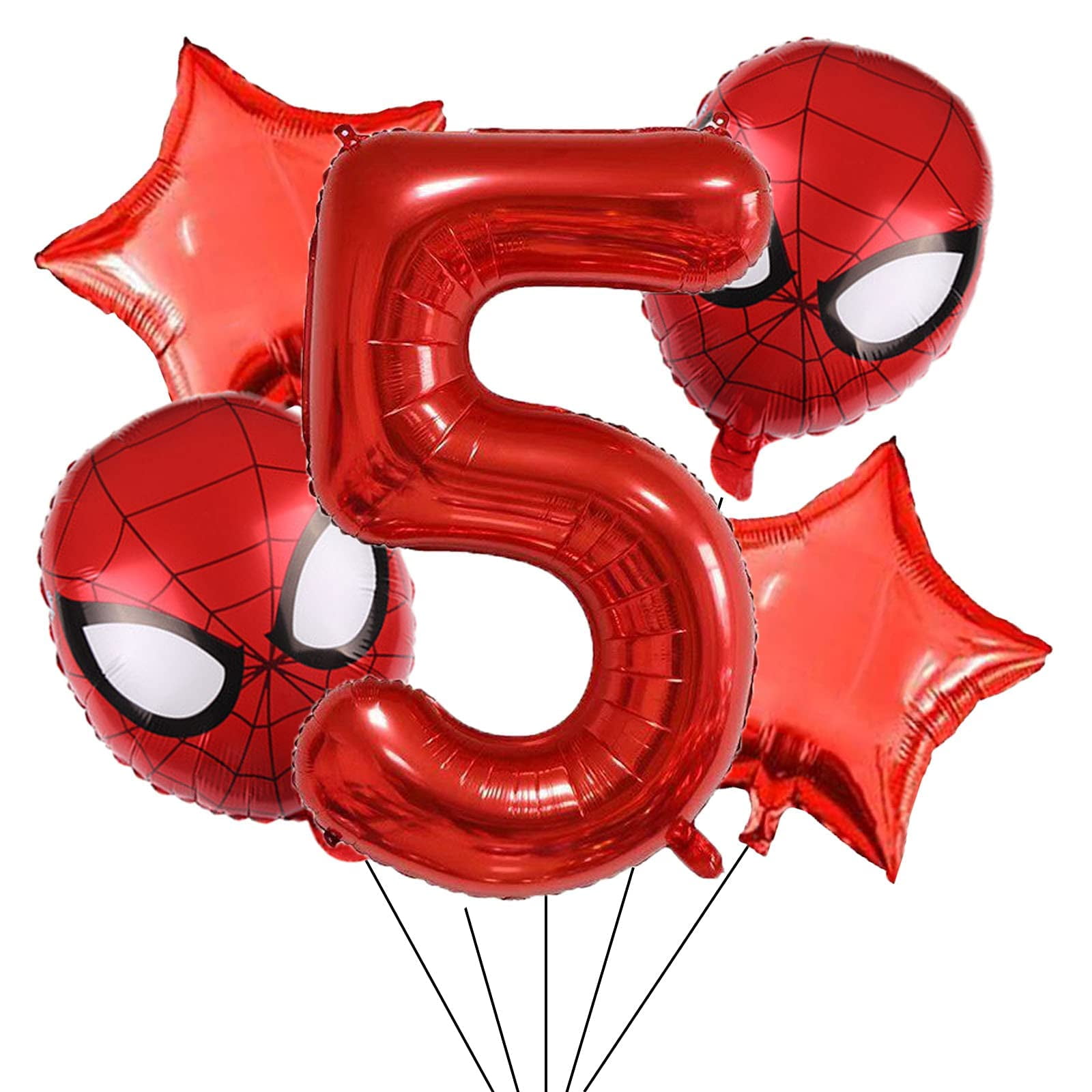 Superhero Spiderman 5th Birthday Decorations Red Number 5 Balloons ...