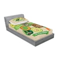 thumbnail image 2 of Ambesonne Vegetable Emoji Fitted Sheet & Pillow Sham Set, Eat Your Veggies, Twin, Pale Khaki Fern Green, 2 of 2