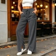thumbnail image 4 of Levmjia Women Wide Leg Corduroy Pants High Waisted Drawstring Lounge Pants with Pockets Solid Color Casual Long Trousers, 4 of 7