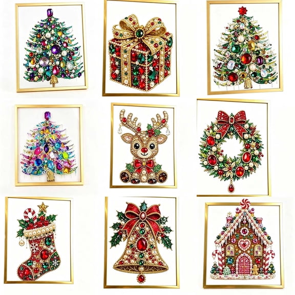 OANLKGI DIY Jeweled Christmas Tree Art Kit 7.87 x 5.91 IN Christmas Diamond Art Holiday Craft Kit Jewelry Decoration Art Set Xmas Tree Craft for Table Wall Mantel Window Display Holiday Gift