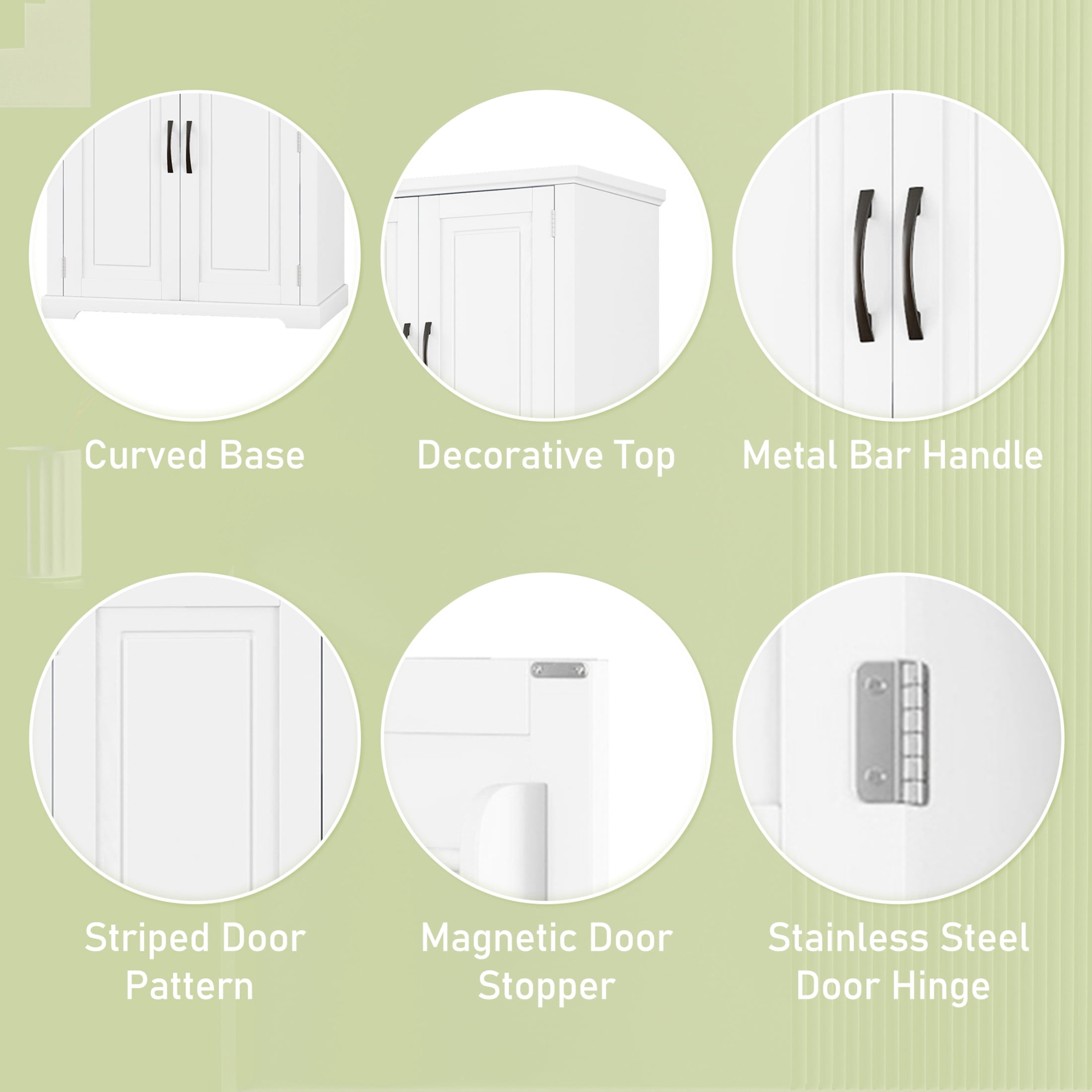 Modern Storage Cabinet with Adjustable Shelf, Anti-Tipping Design, White