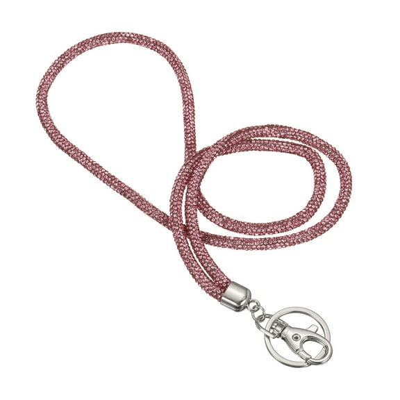Key Lanyard for Women, 8 Inch Cute Rhinestone Keychain Sparkle Key Ring Bling Strap Neck Lanyard for Car ID Card Purse Wallet Bag, Pink