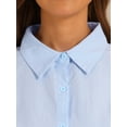 thumbnail image 5 of DARING DIVA Women's Collar Long Sleeve Button Down Cotton Work Shirt XS Light Blue, 5 of 6
