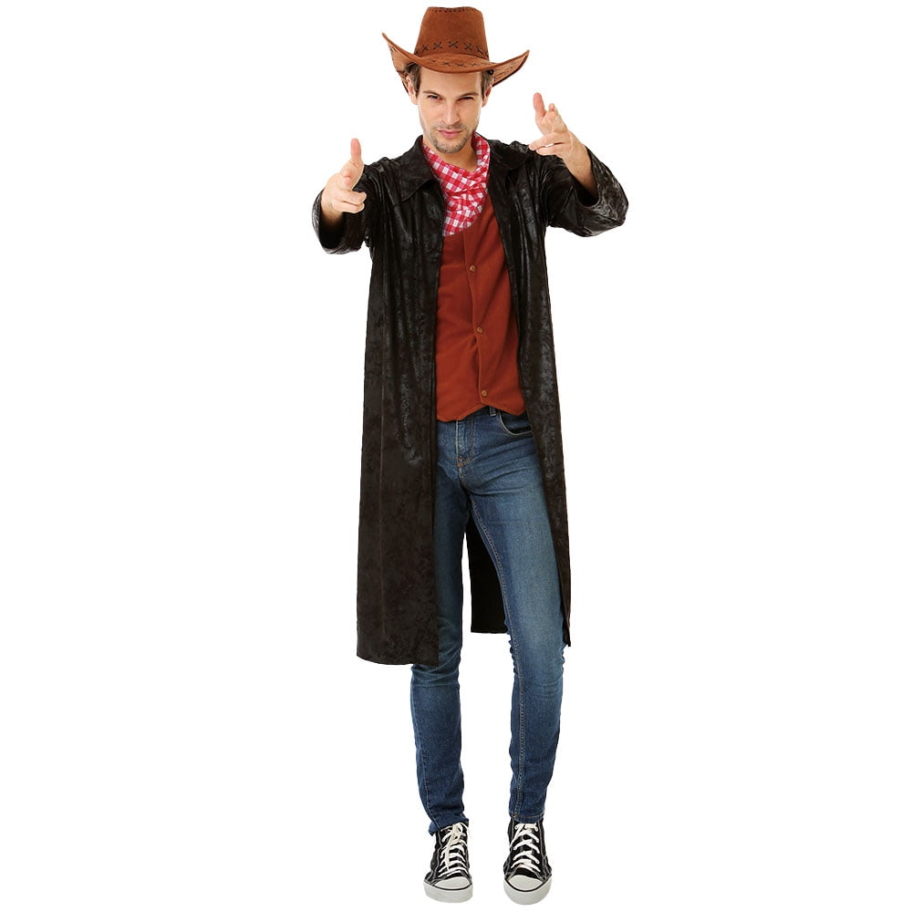 HAT Adult Wild West Gunman Fancy Dress Outfit Mens Western Cowboy PONCHO 