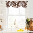 Classic Floral Pattern Tie Up Valances Curtain, Brown Background White ...