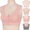 thumbnail image 7 of Grandest Birch 2PCS Women Sports Bra Elastic Shoulder Strap Detachable Chest Pads Front Button Closure Seamless Wireless Good Breathability Shockproof Push-up Yoga Daily Lady Bra,Skin,40E, 7 of 7