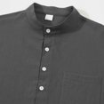 thumbnail image 4 of Afdoent Shirt For Men Male Casual Slim Fit Stand Collar With Chest Pocket For Everyday Wear Beach Vacation Shirt, 4 of 9