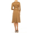 thumbnail image 3 of Moa Collection Women's Solid Wrap Dress – 3/4 Sleeve V-Neck with Waist Tie, 3 of 6