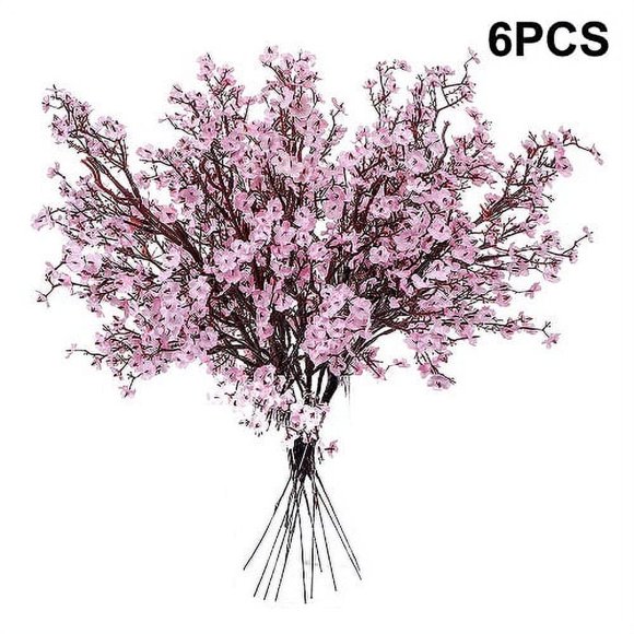 CHUANK 6/12 Pcs Artificial Flowers Fake Babys Breath Bouquet Bulk Faux Gypsophila Flowers Real Touch Silk Flower for Home Office Kitchen Restaurant Centerpieces Wedding Table Party Decora