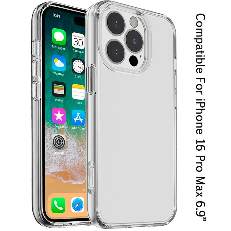 For iPhone 16 Pro Max 6.9 inch Sturdy Ultra Thick 3mm Transparent Hybrid  Case Cover - Clear - Walmart.com