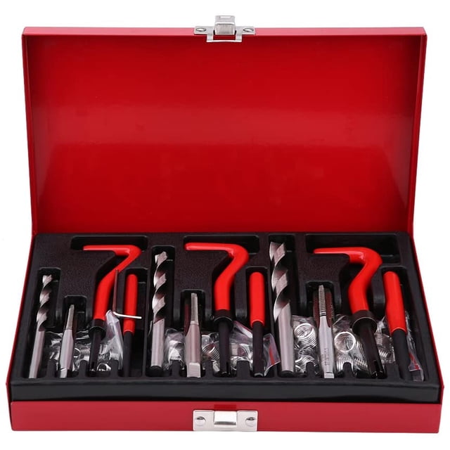 Kit de reparación de roscas, M6/M8/M10 88 piezas Juego de herramientas de reparación de roscas Insertos roscados Herramienta de reparación automotriz compatible JFHHH pequeña