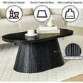 thumbnail image 3 of Oval Black Coffee Table with Sturdy Tapered Base, 39.4" Wood Small Coffee Table, Mid Century Modern Fluted Center Table for Living Room Office, 3 of 9