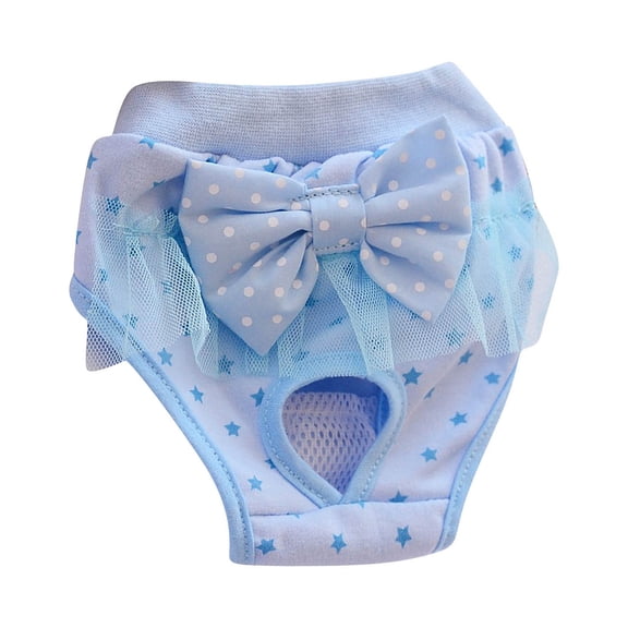 Puppy Pet Dog Female Cute Sanitary Pant Short Panties Diaper Underwear Washable - Sky Blue, M