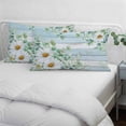 thumbnail image 3 of Daisy Spring Floral Pillow Covers, Linen Long Throw Pillow Case, Eucalyptus Leaves Watercolor Wooden Holiday Pillow Protector Decorative Cushion Cover for Living Room/Bedroom 24" x 36", 3 of 8