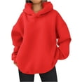 thumbnail image 2 of Mohiass Womens Fleece Hoodies Fall Oversized Hooded Sweatshirts Casual Comfy Tops Fashion 2025 Cute Clothes with Pockets Red XL, 2 of 6