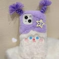 thumbnail image 3 of Cute Cartoon Plush Phone Case Compatible with iPhone 11, Funny 3D Purple Furry Winter Warm Plush Spoof Braids Face Shockproof Phone Cover for Girls Women, 3 of 12