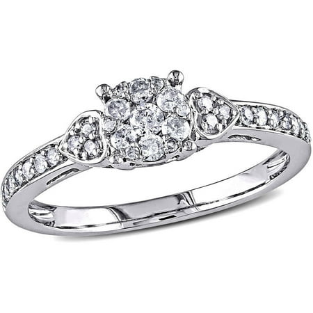 Miabella 1/3 Carat T.W. Diamond Fashion Ring in 10kt White Gold