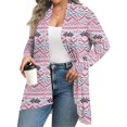 thumbnail image 2 of Women's Fall and Winter Fashion Casual Print Long Sleeve Mid-Length Cardigan Jacket, Christmas Theme for Holiday Season,Purple Pink,5XL, 2 of 6