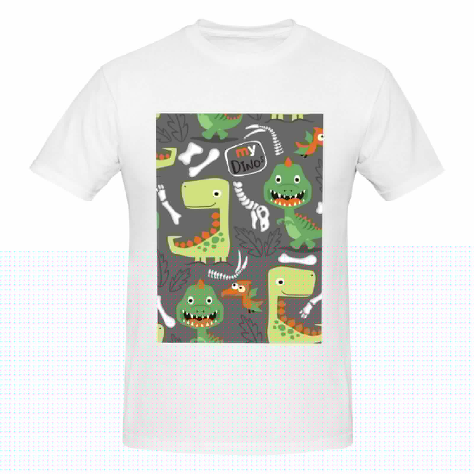 thumbnail image 4 of Bingfone Cartoon Dinosaurs Men'S Loose Fit Short-Sleeve Pocket T-Shirt, 4 of 7