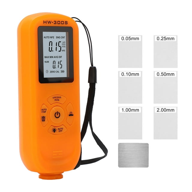 Coating Tester, 3 Units Paint Thickness Gauge Auto Shutdown Digital Display For Equipment Orange