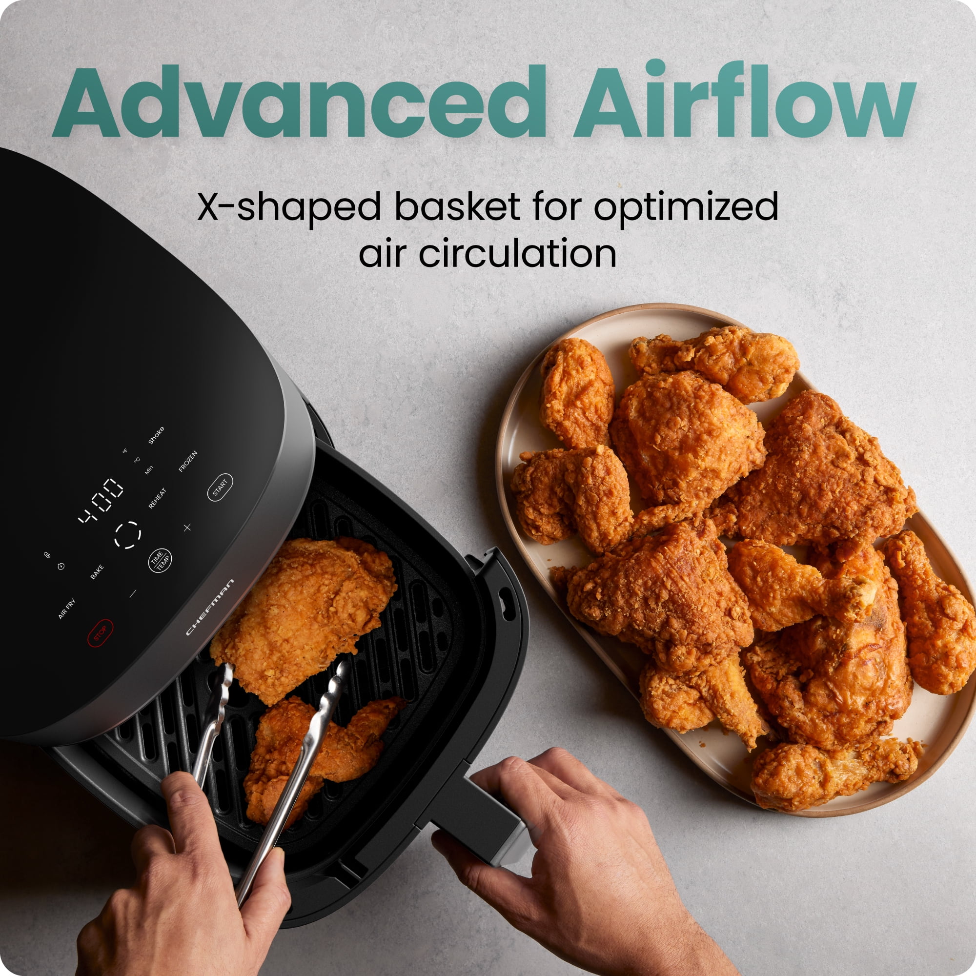 Chefman TurboX 5-Quart Air Fryer, 4 Cooking Functions + Digital Touch Controls - Gray