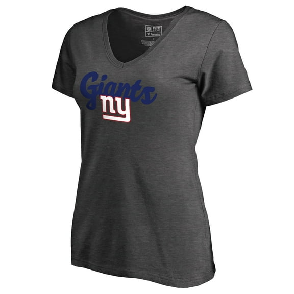 Women's Dark Heathered Gray New York Giants Freehand V-Neck T-Shirt