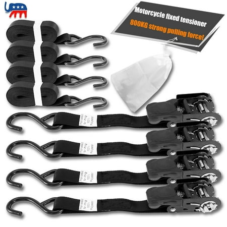 

TOY LIFE 4Pcs Ratchet Tie Down Straps 1 X15Ft Cargo Tie Down Set with Utility Ratchet Black