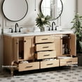 thumbnail image 2 of ARIEL Cambridge 66 Inch Double Rectangular Sink Bathroom Vanity With Carrara White Quartz Countertop 1.5 Inch Edge In Oak, 2 of 7