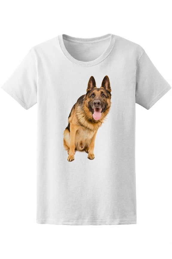 Curious German Shepherd T-Shirt Women -Image by Shutterstock, Female Small
