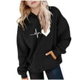 thumbnail image 2 of Spazoro Girls Hooded Sweatshirts, Love Print Fashion Soft & Comfy Long Sleeve Fall Winter Tops for Girls Black Size 7 T, 2 of 6