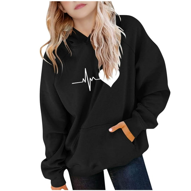 Chandail à Capuche à Manches Longues pour Garçons et Filles avec Poches Sport Confortable