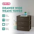 thumbnail image 4 of Sterilite 3-Drawer Wide Weave Storage Towers, Brown, 2 Count Pack, 4 of 9