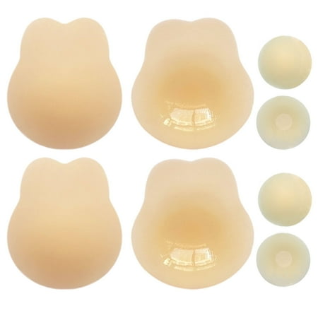 4 Pairs Adhesive Bra Sticky Bra Invisible Silicone Backless Strapless Bra Push up Invisible Bra for Backless Dress