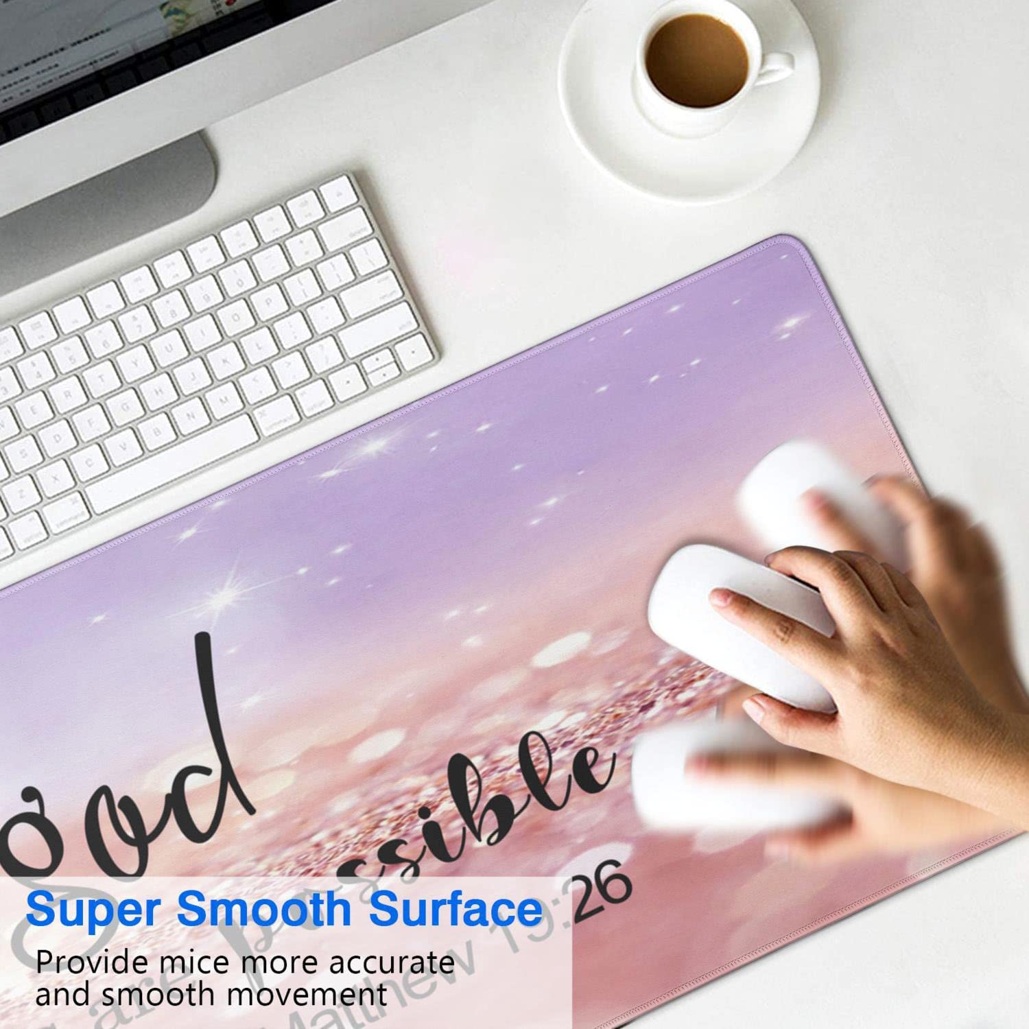 Large Gaming Mouse Pad with Seam Edge, Anti-Slip Extended Mouse Pad with Micro-Weave Cloth Surface,Waterproof Keyboard Pad, Desk Pad for Gamer Office Home XL 31.5" x 15.7"