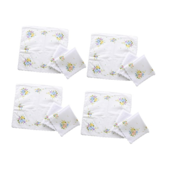 Milageto 12 Pieces Ladies Handkerchiefs Wavy Edge Kerchief Soft Pocket Square Hankies