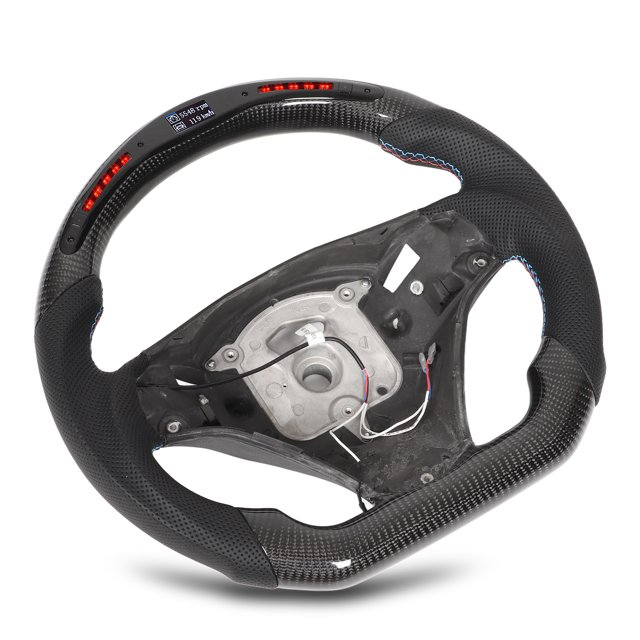 LED Steering Wheel Race Digital Display Carbon Fiber LED Display Lights Steering Wheel Replacement For M3 E90 E92 E93 DCT 2007 2013