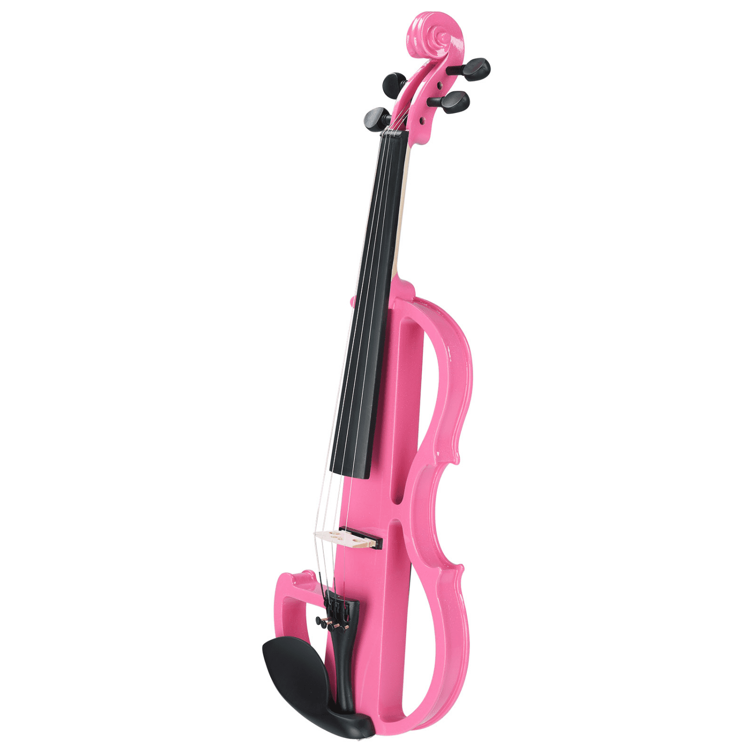 Hassch 4/4 Full Size Electric Violin – Silent Electric Violin with Case, Bow, Rosin, Headphones and Connecting Line for Beginners - Pink