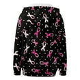 thumbnail image 5 of Fiaer Women Hoodies Cancer Awareness Full Zip up Hooded Sweatshirts Oversized Pink Ribbon Drawstring Baggy Long Sleeve Tops with Pocket Black XS, 5 of 5
