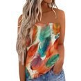 thumbnail image 1 of Gibobby Mujeres Pringting sin tirantes Bandeau Tank Casual sin mangas verano vacaciones suelta vacaciones Top camisa blusa mujeres Top(Naranja,G), 1 of 5