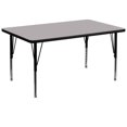 thumbnail image 1 of 36''W x 72''L Rectangular Grey Thermal Laminate Activity Table - Height Adjustable Short Legs, 1 of 3