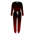 thumbnail image 4 of Trousers Suit Women's Gradient Color Round Neck Casual Loose Long Sleeve Top And Pants Set Dressy Pant Suits for A Wedding plus Outfit for Party Women Womens Rompers And Jumpsuits Dressy Two Piece Wom, 4 of 5