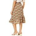 thumbnail image 3 of INSPIRE CHIC Women's Floral Elastic Waist Ruffle High Low Hem Skirts S Blue Orange, 3 of 6