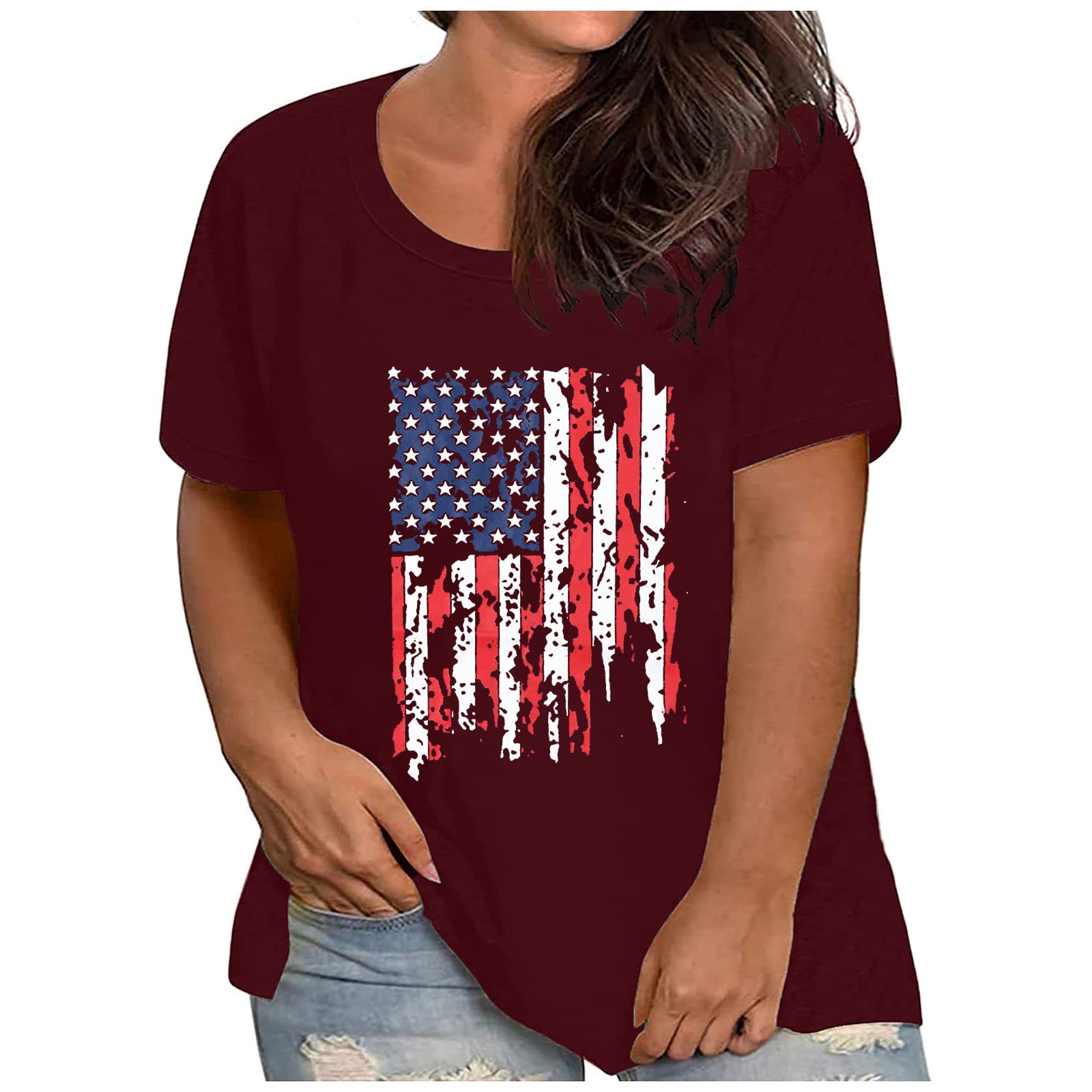 Patriotic T Shirts For Women Loose Fit 
