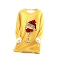 thumbnail image 4 of AOOCHASLIY 2023 Womens Tops Thick Fleece Sweatshirt Winter Velvet O-neck Warm Underwear, 4 of 5